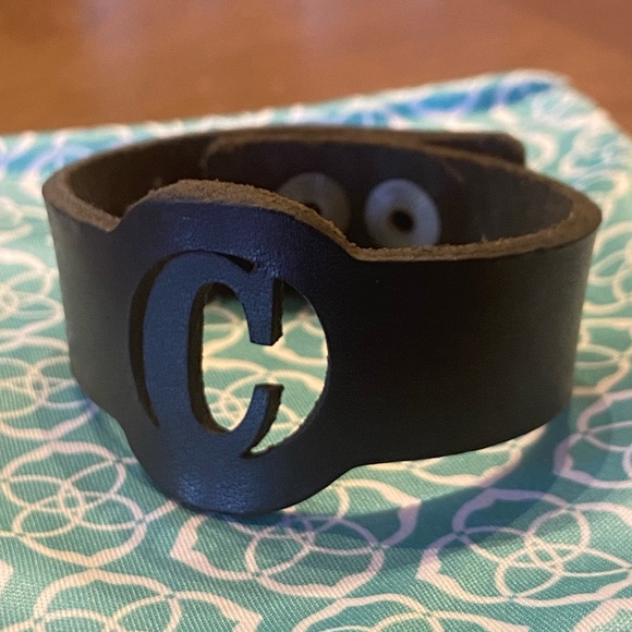 Rustic Cuff - black leather initial “C” - Picture 3 of 3